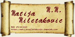 Matija Miletaković vizit kartica